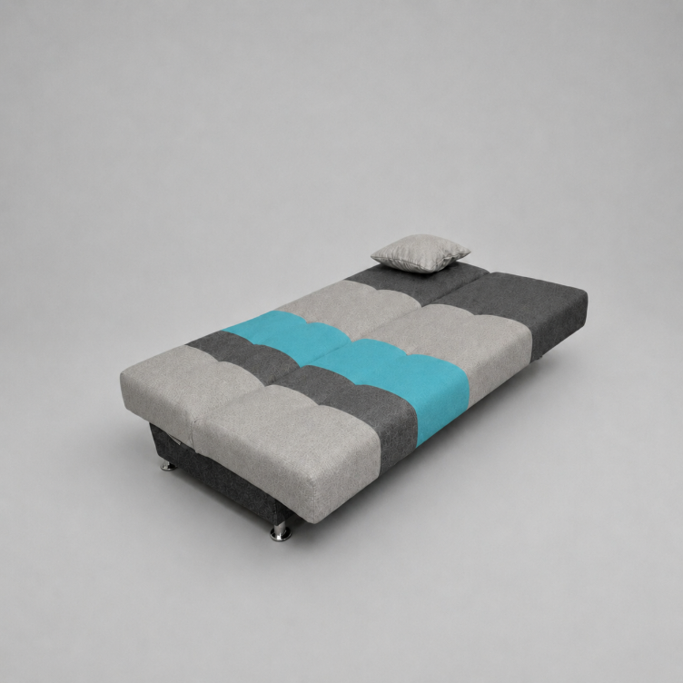 Avesta Click Clack Sofabed, 3 Seater, Grey + Blue