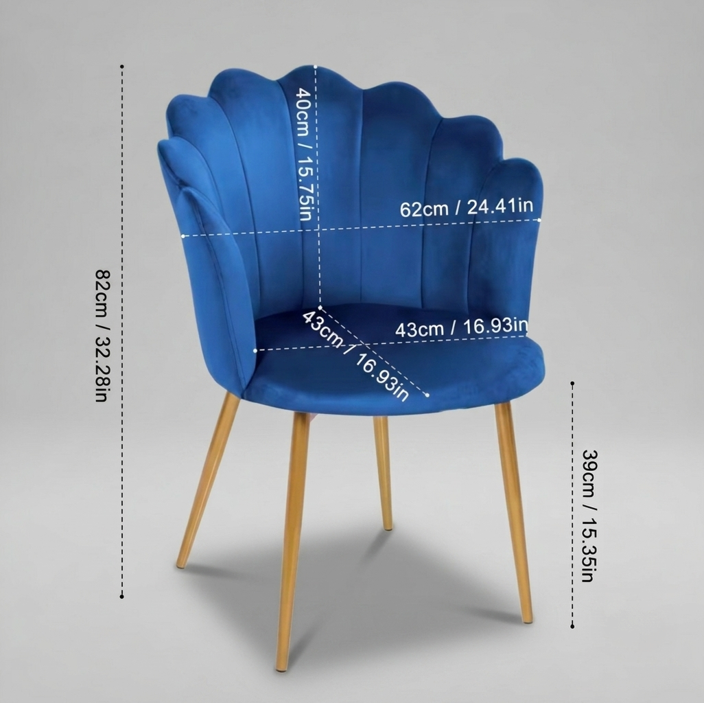Blue Velvet Tub Chair with Gold Plated Legs