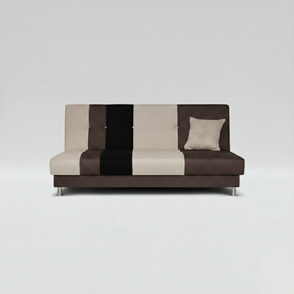 Avesta Click Clack Sofabed, 3 Seater, Dark Brown, Black & Beige Accents