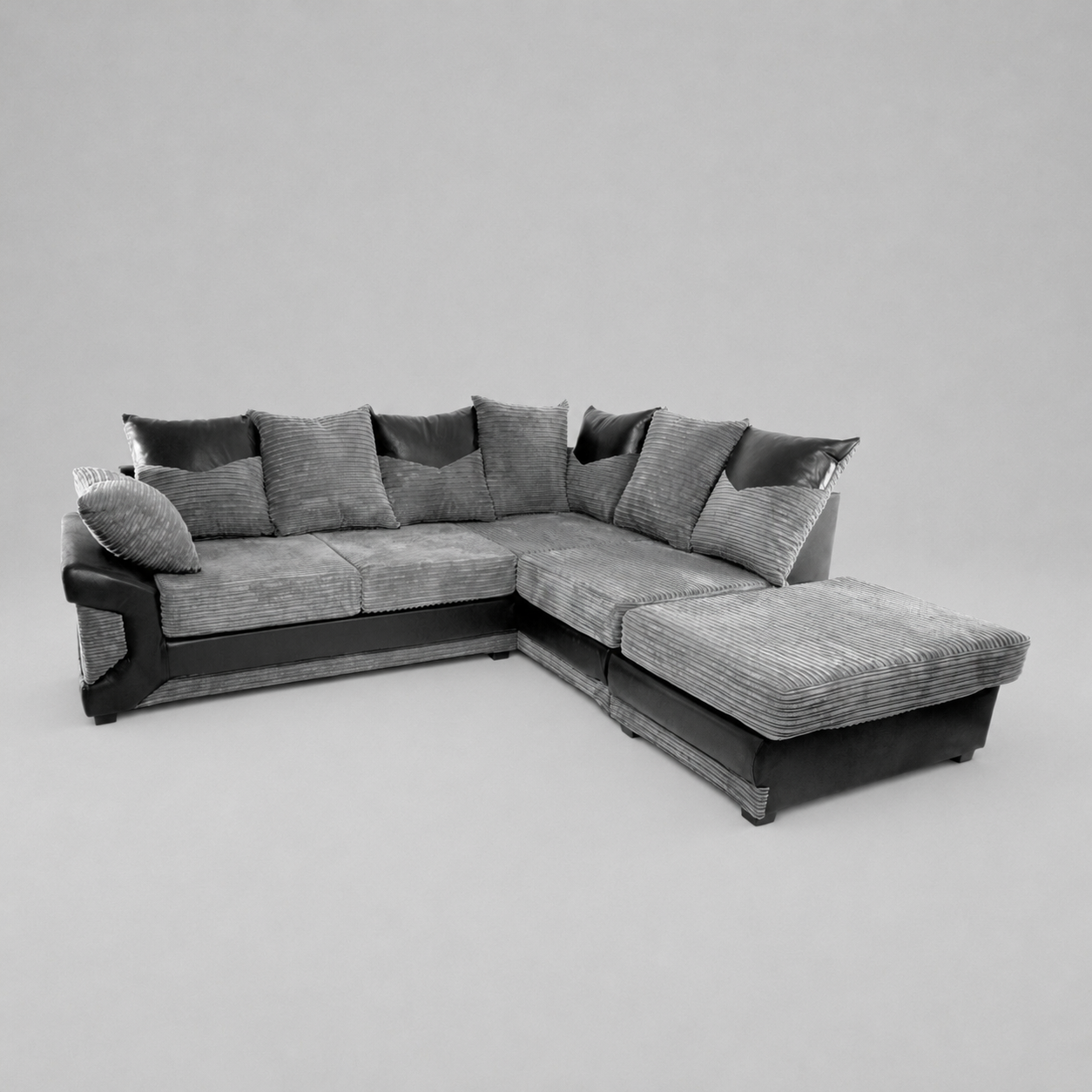 Dino, Corner Sofa (Right Hand Side Chaise), Grey + Black