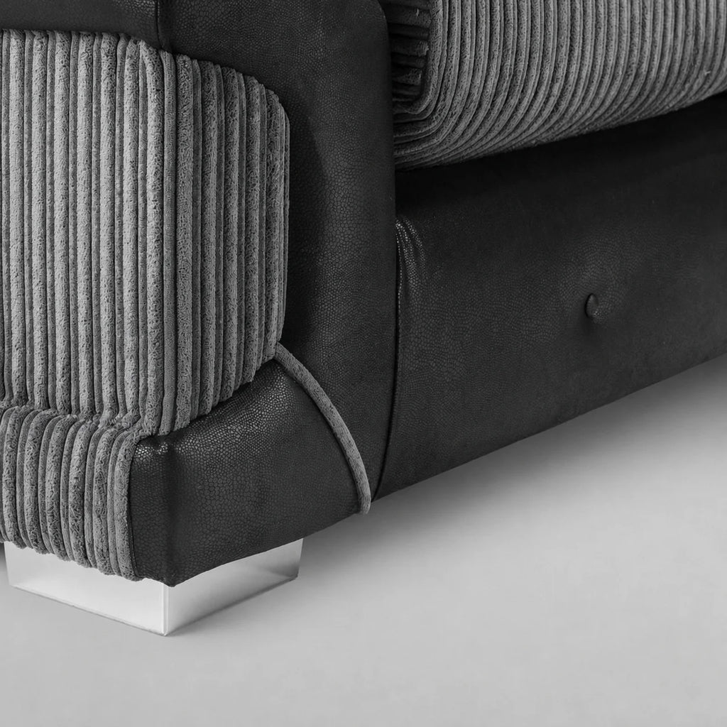 Logan, 5 Seater Corner, Grey + Black