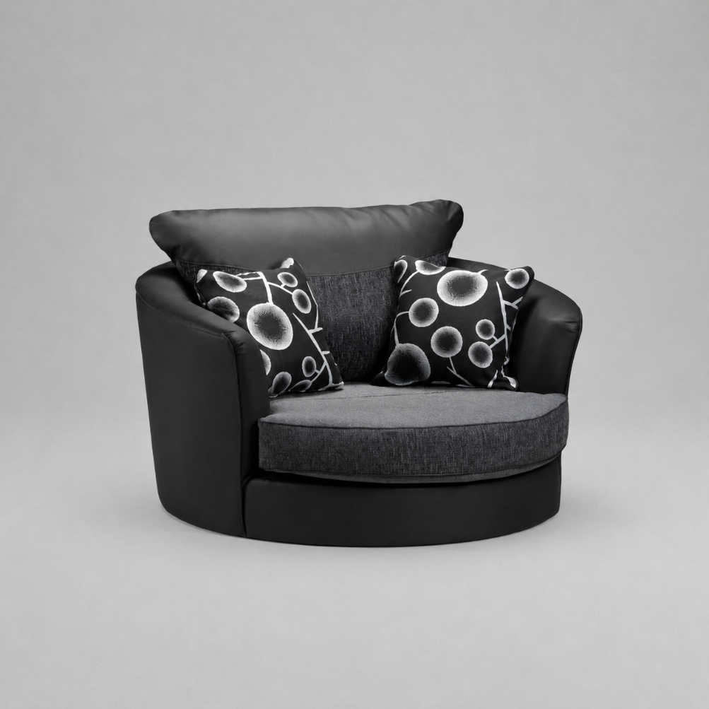 Shannon, Swivel Chair, Black + Dark Grey