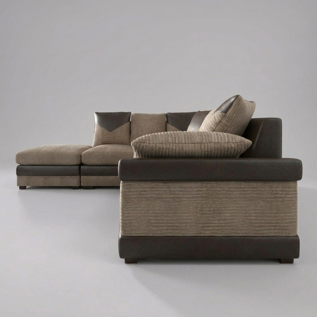 Dino, Corner Sofa (Left), Beige + Brown