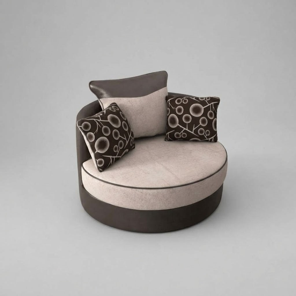 Shannon, Swivel Chair, Beige + Brown