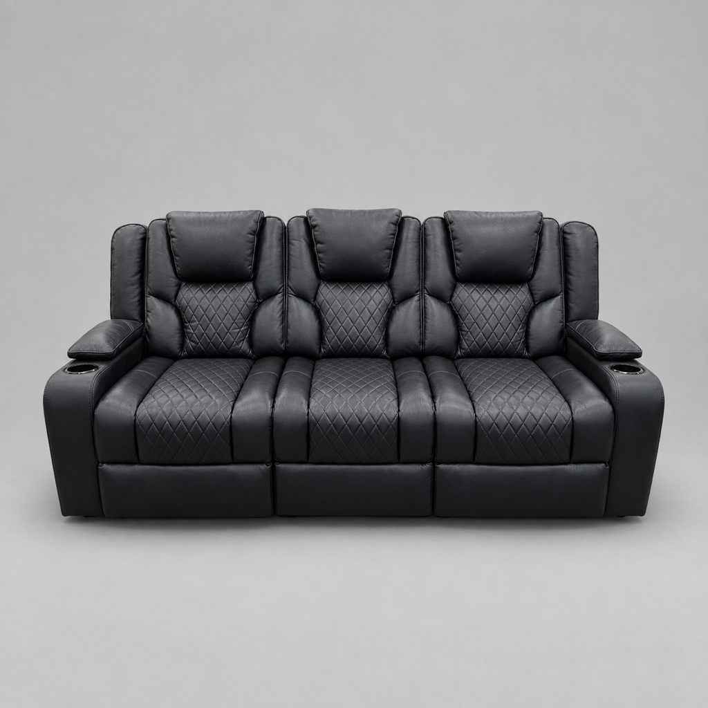 Neptune - 3 Seater Recliner Sofa - Black
