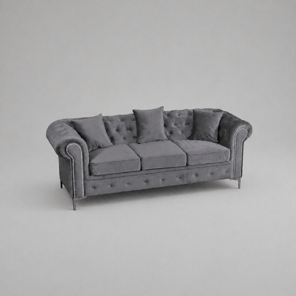 Roma Chesterfield, Grey, 3 seater