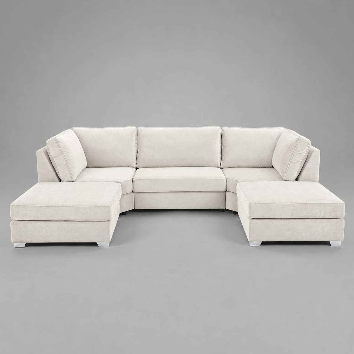 Pickford U-Shape Sofa, Plush Soft Velvet, Cream