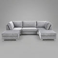 Pickford U-Shape Sofa, Plush Soft Velvet, Silver