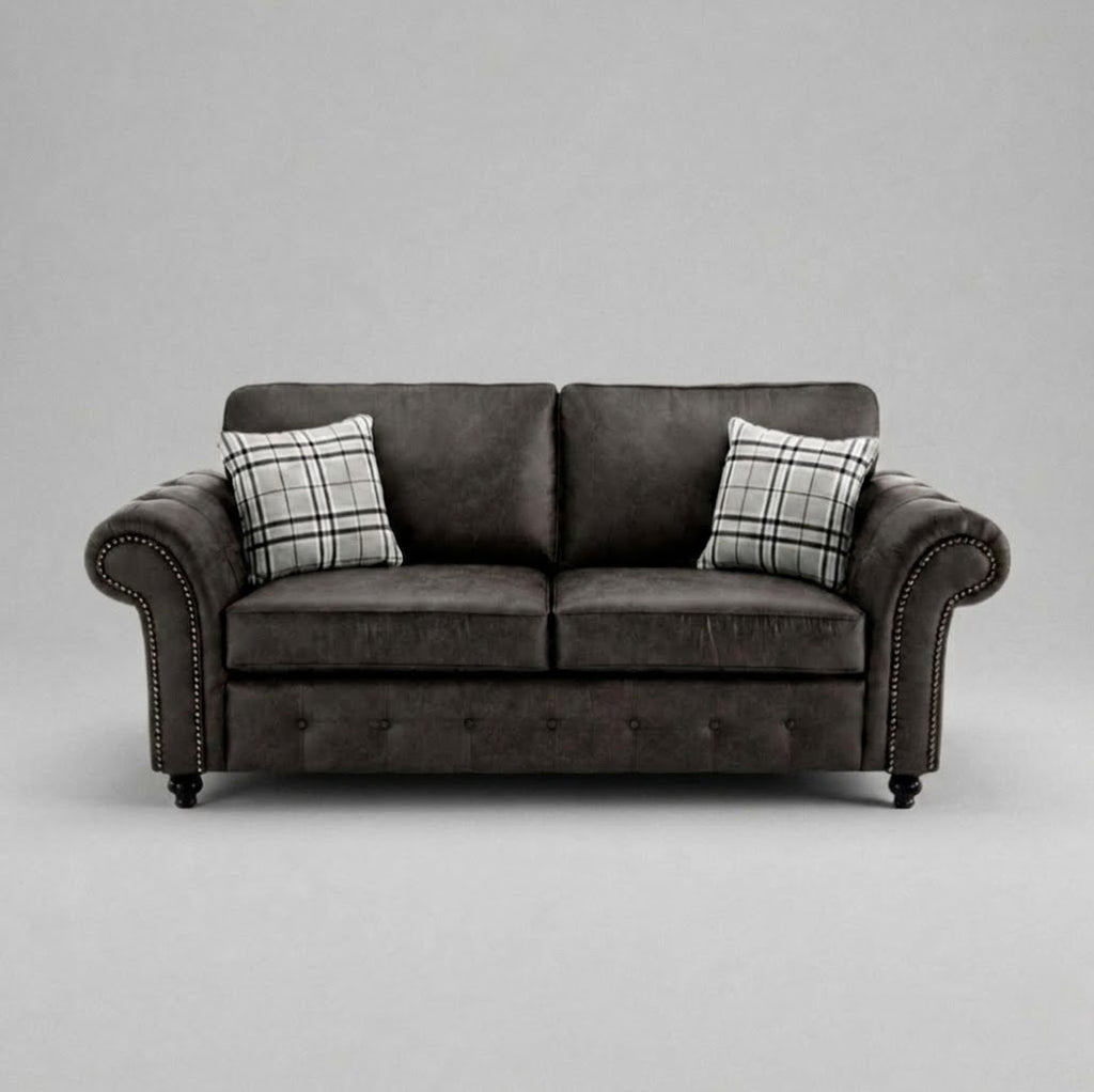 Oakland, 3 seater, Faux Leather, Black