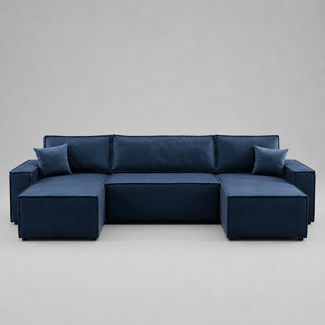 Pati Sofabed, U Corner, Plush Fabric, Blue