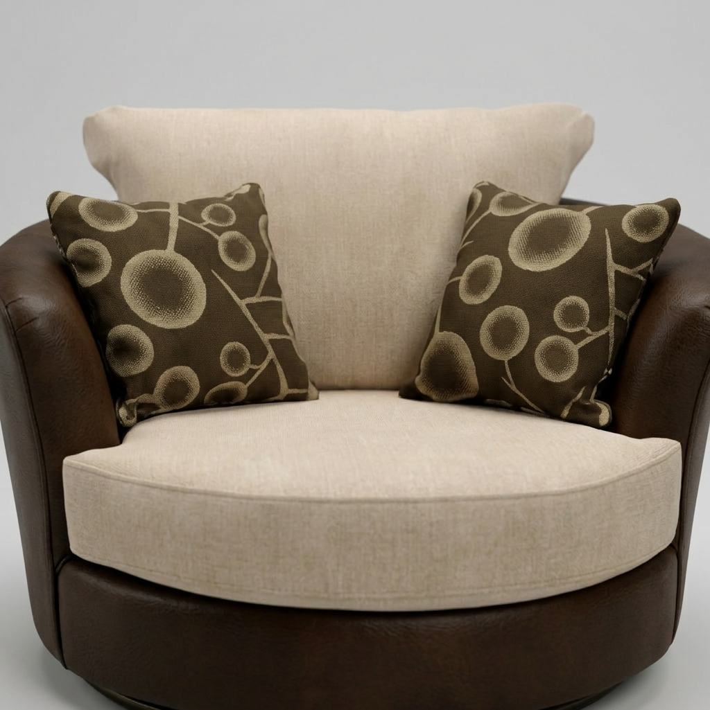 Shannon, 1 Seater, Beige + Dark Brown