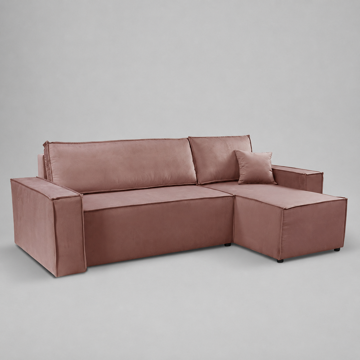 Pati Universal Sofabed, Corner, Plush Fabric, Pink