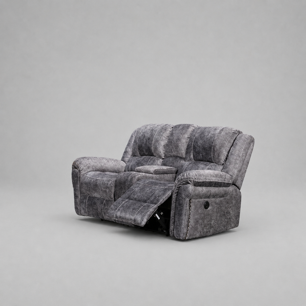 Galaxy Power Recliner, 2 Seater Sofa, Silver