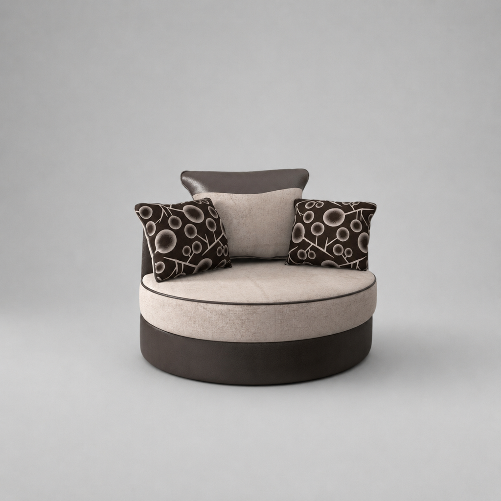 Shannon, Swivel Chair, Beige + Brown
