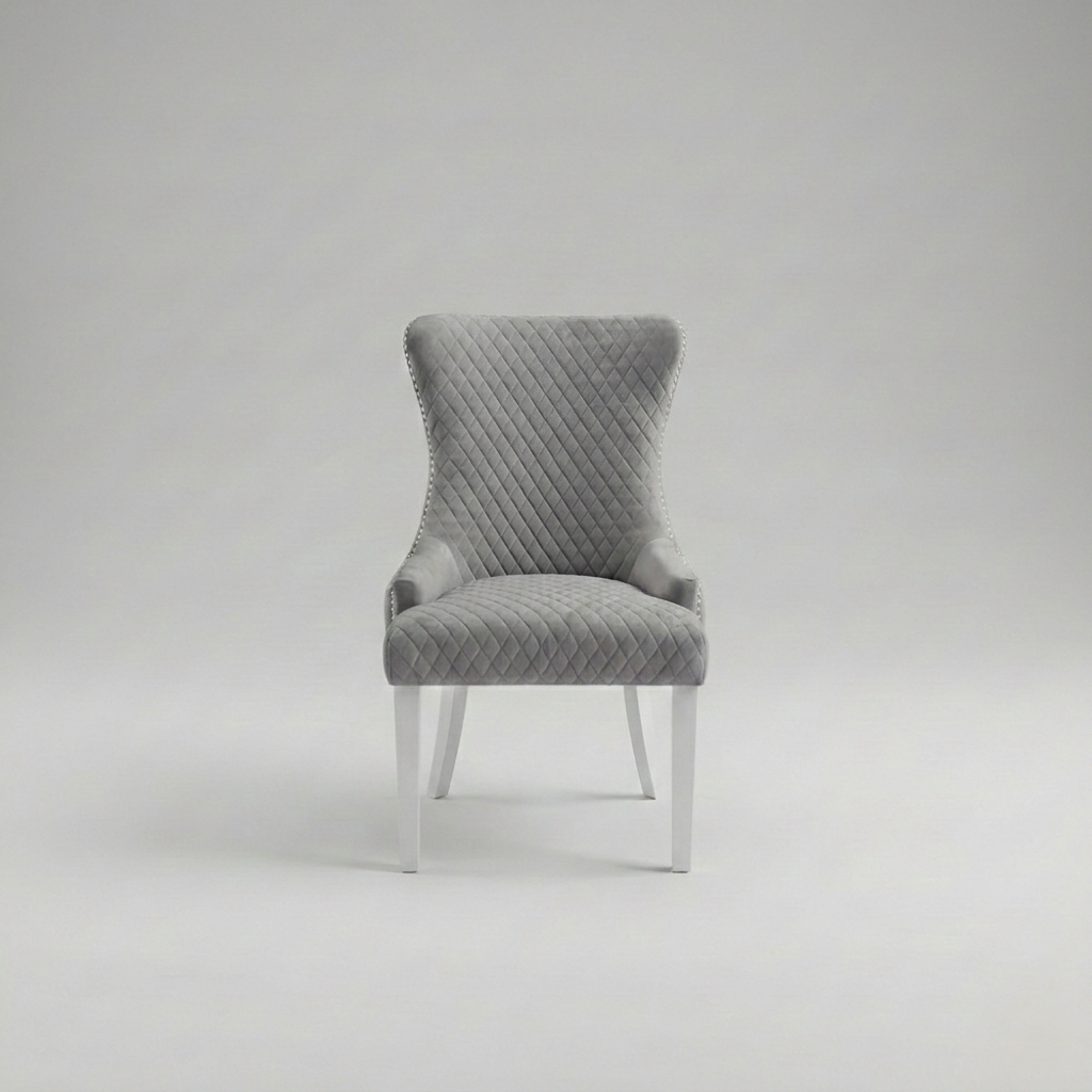 Lyon, Dining Chair, Grey Velvet