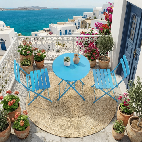 Blue Folding Bistro Set - 3pcs