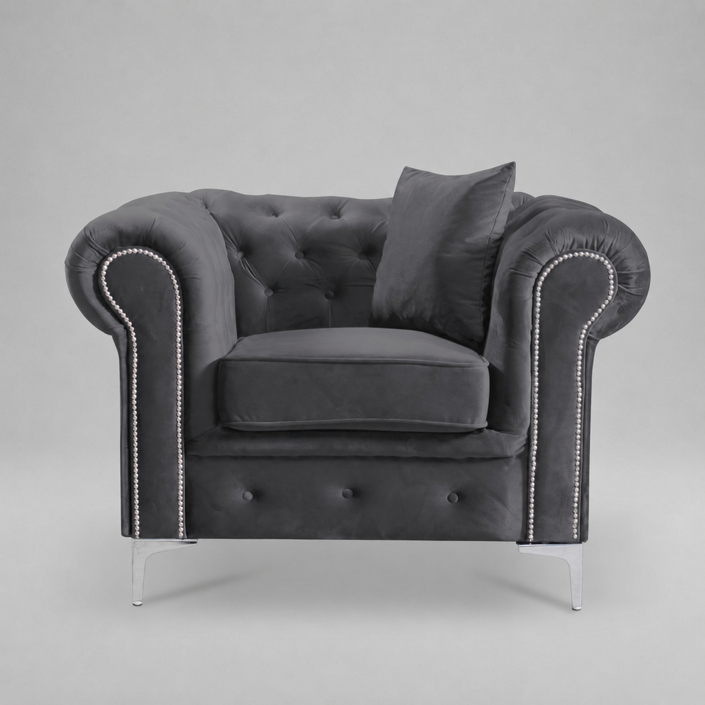 Roma Chesterfield, Dark Grey, 1 seater