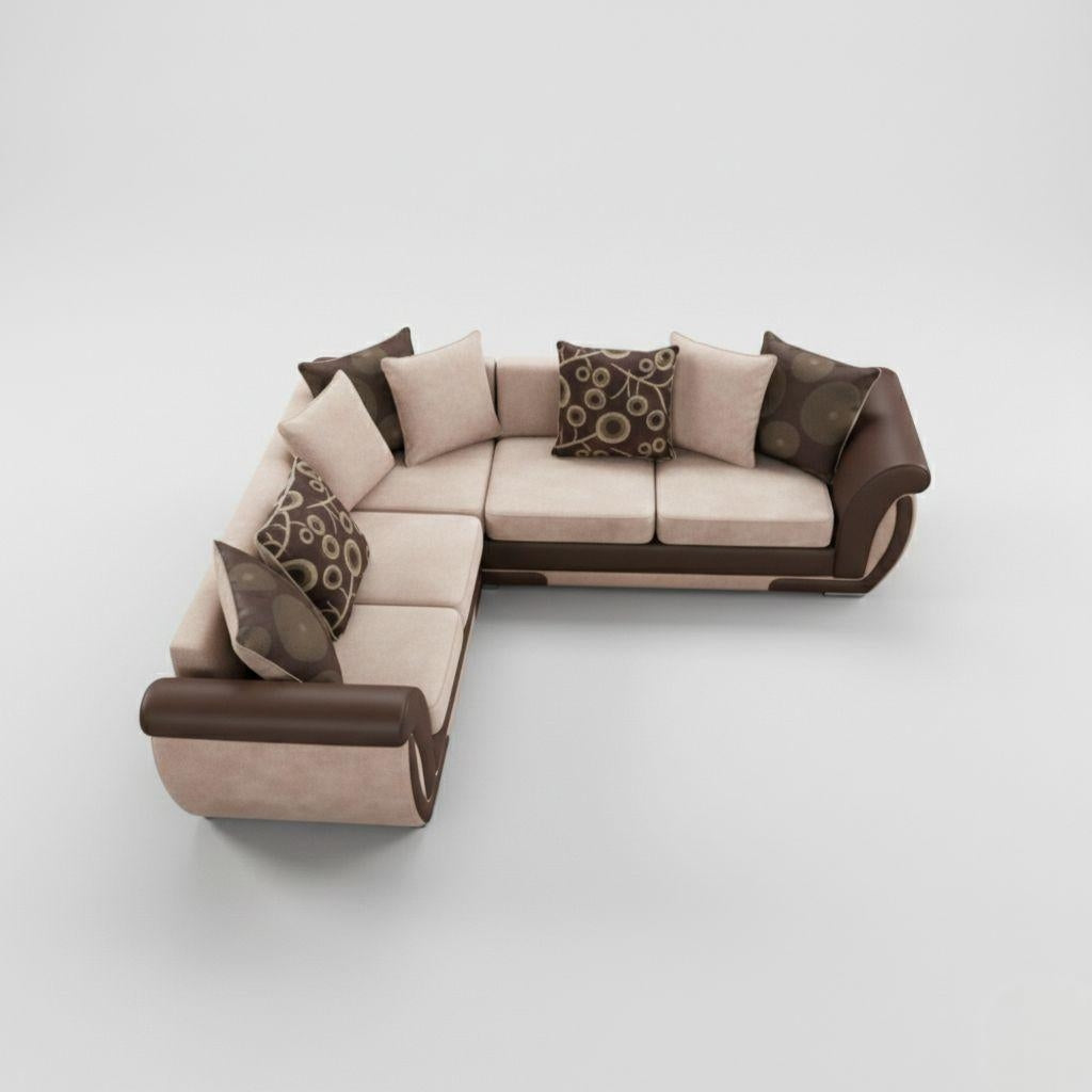 Shannon, Corner, Beige + Dark Brown