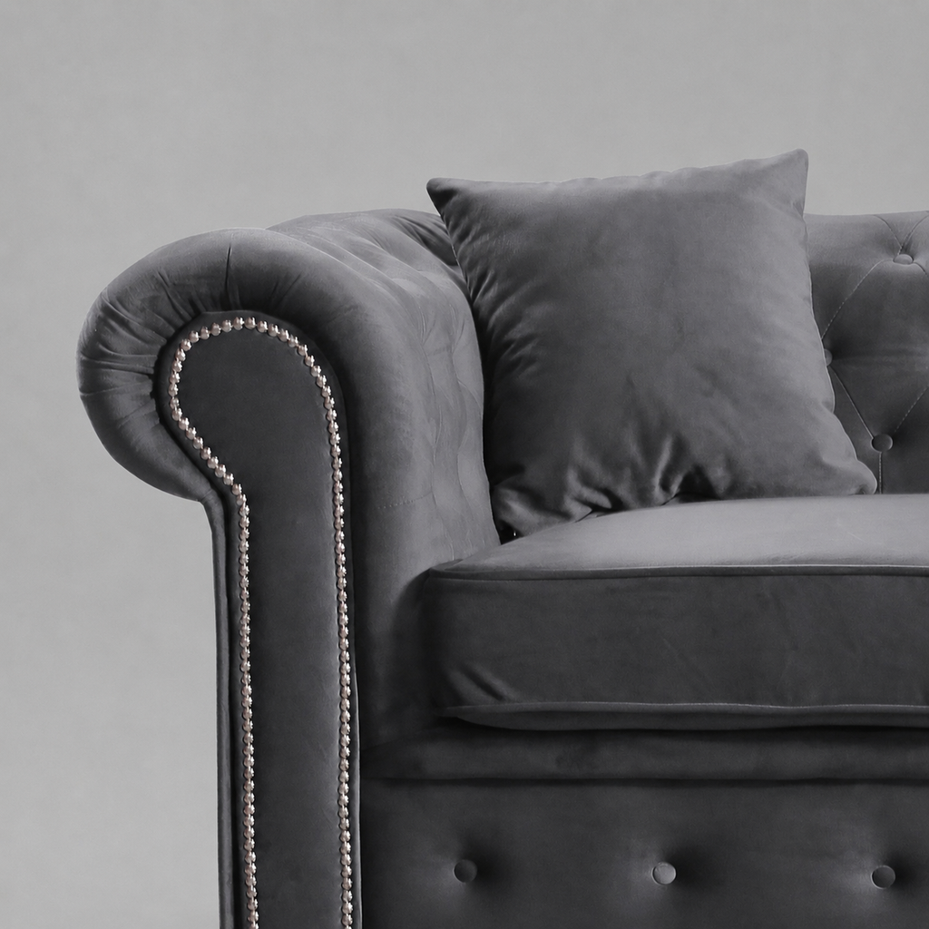 Roma Chesterfield, Grey, 3 seater