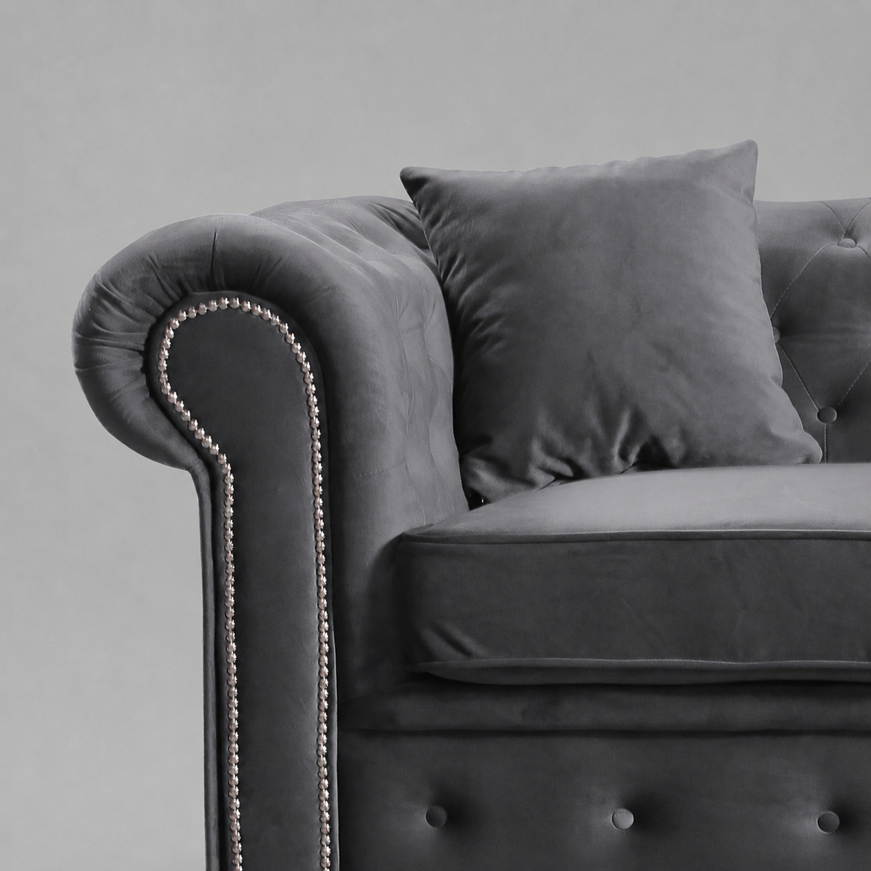 Roma Chesterfield, Grey, 3 seater