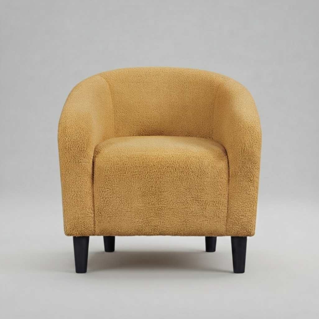 Yellow Mustard Boucle Tub Chair