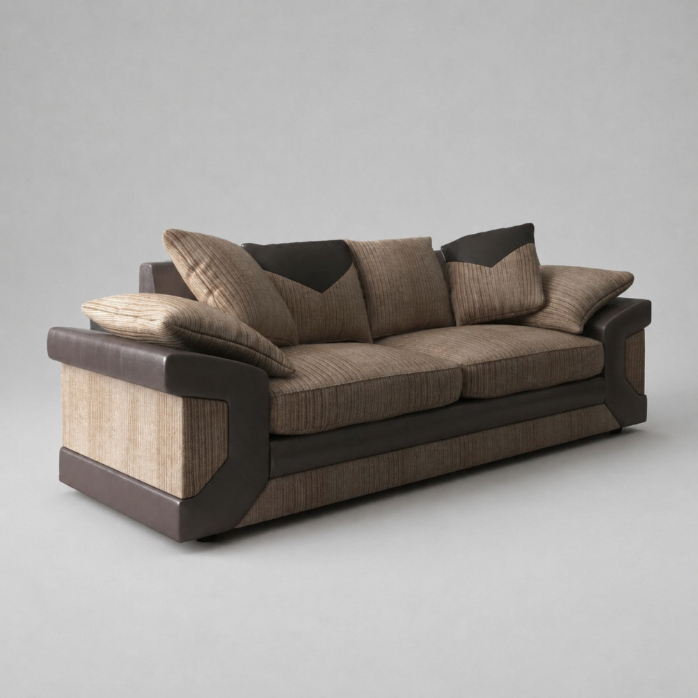 Dino, 3 Seater, Beige + Brown
