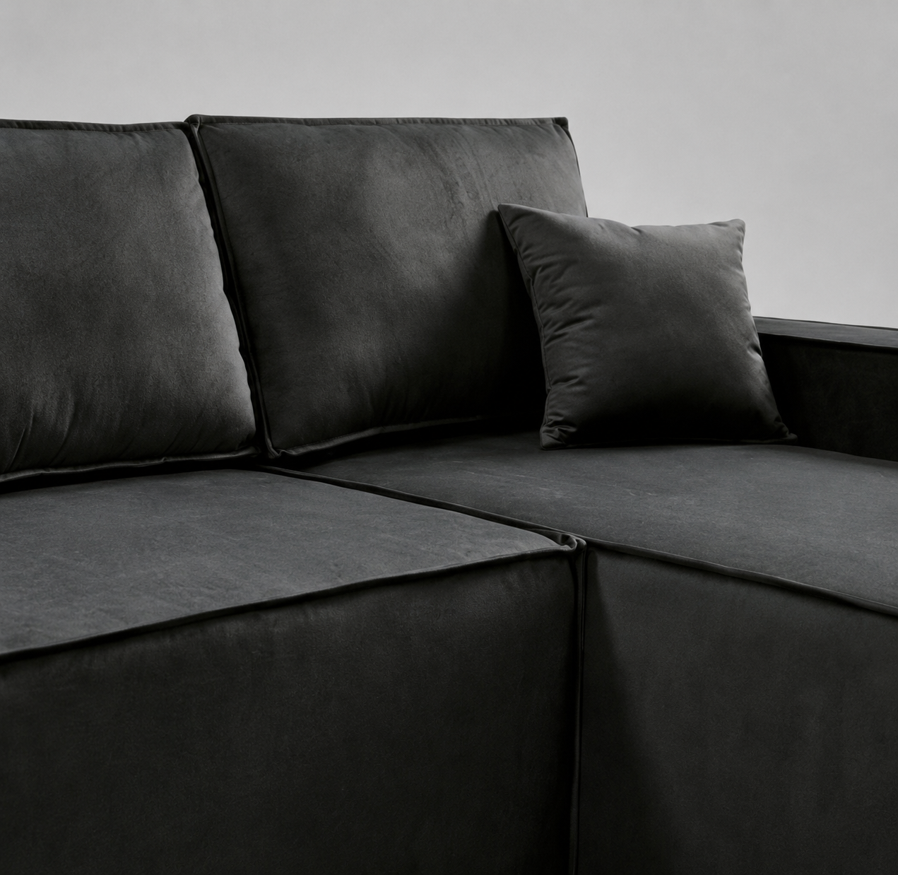 Pati Universal Sofabed, Corner, Plush Fabric, Black