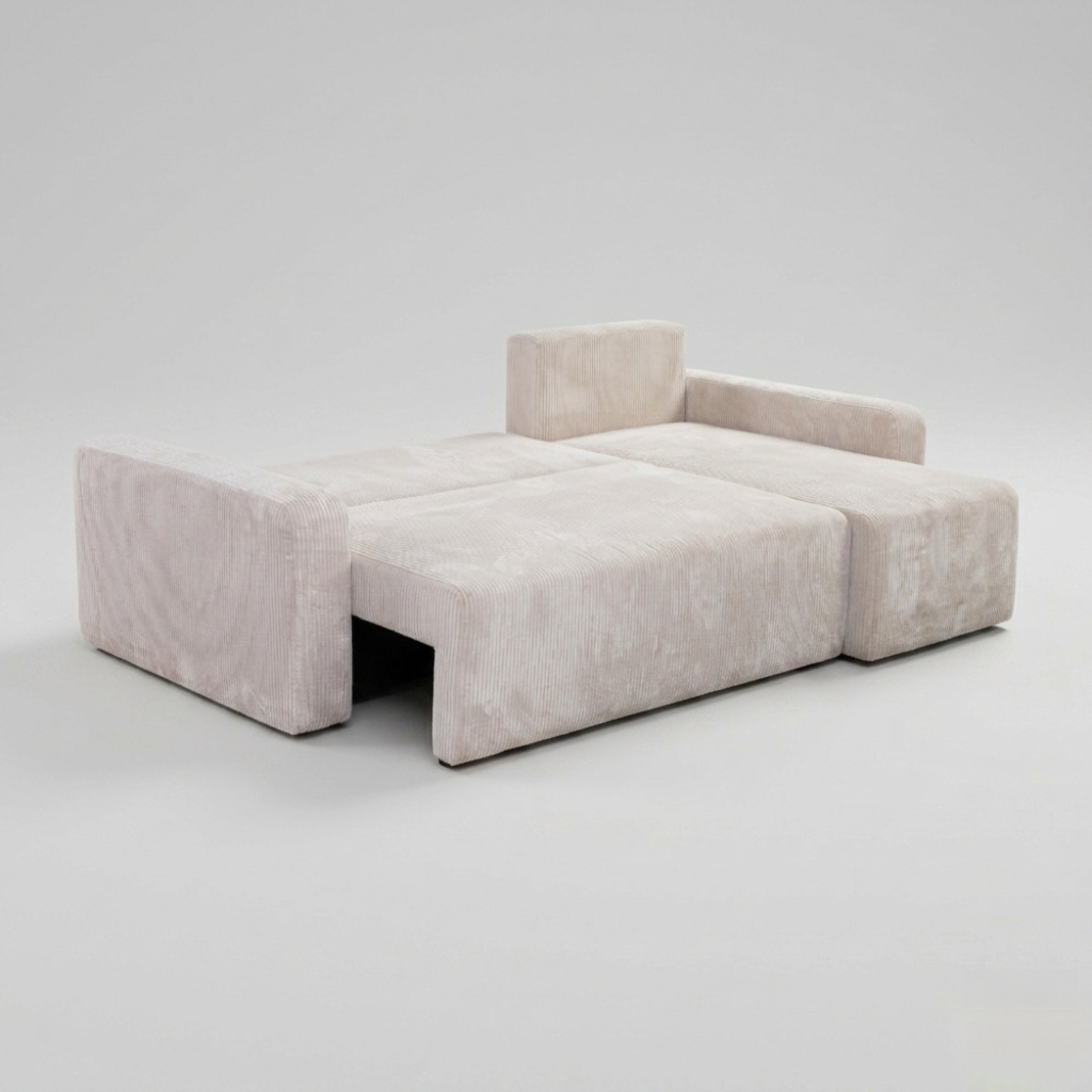 Yasmine L Shaped Sofabeds, Cream