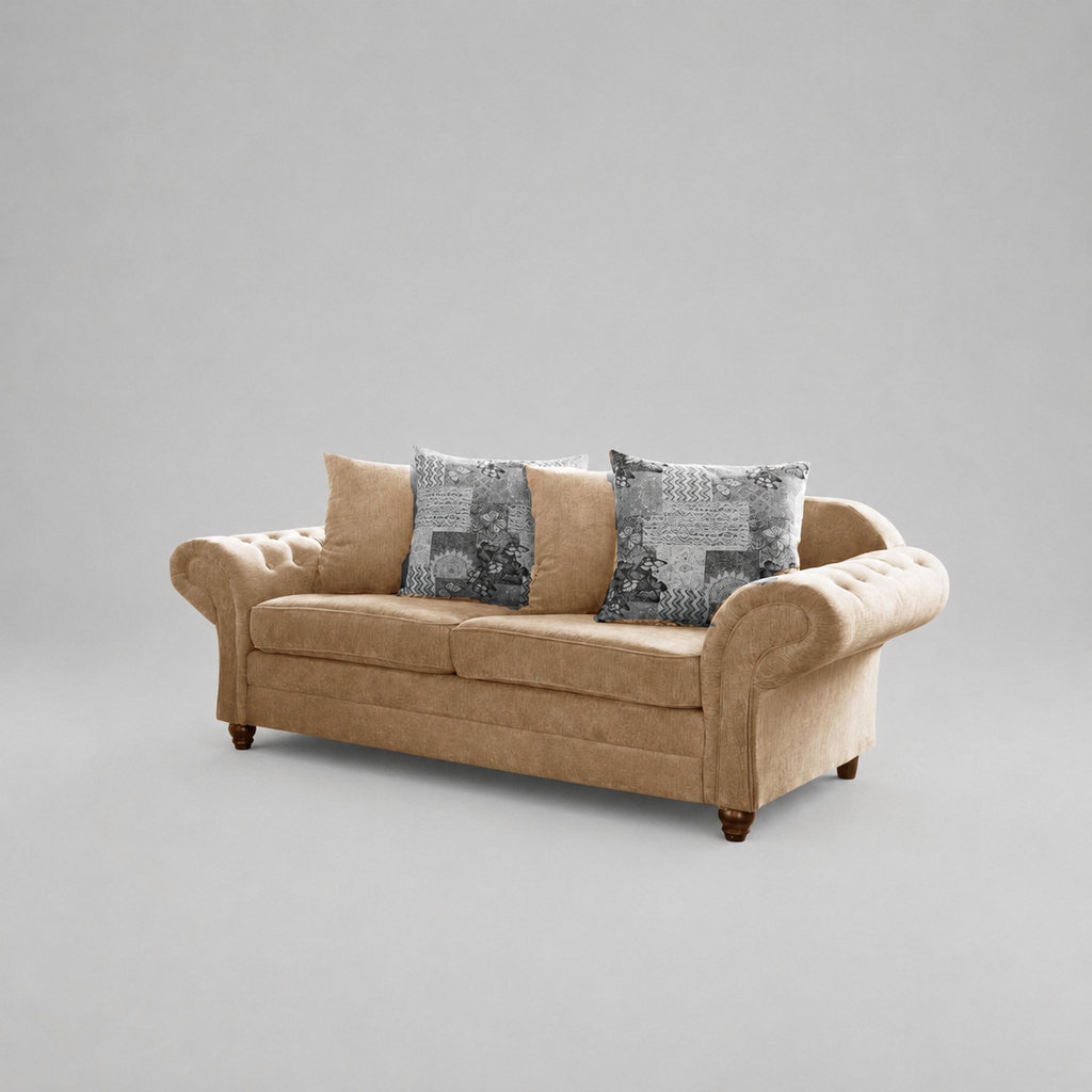 Olivia Woven Fabric, 3 Seater - Beige