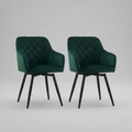 Set of 2 Velvet Swivel Dining Chairs - Green
