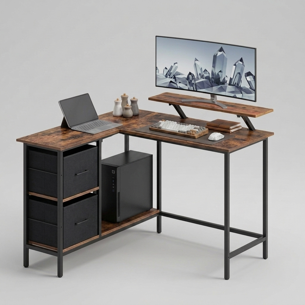 Reverisble Office Desk with Removable Storage shelf