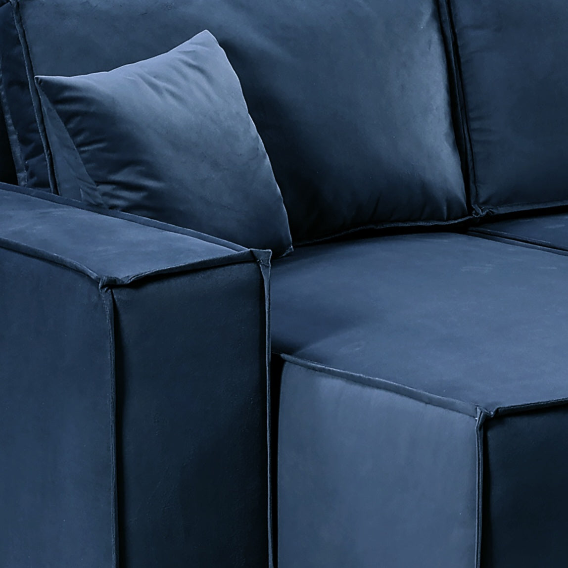 Pati Sofabed, U Corner, Plush Fabric, Blue