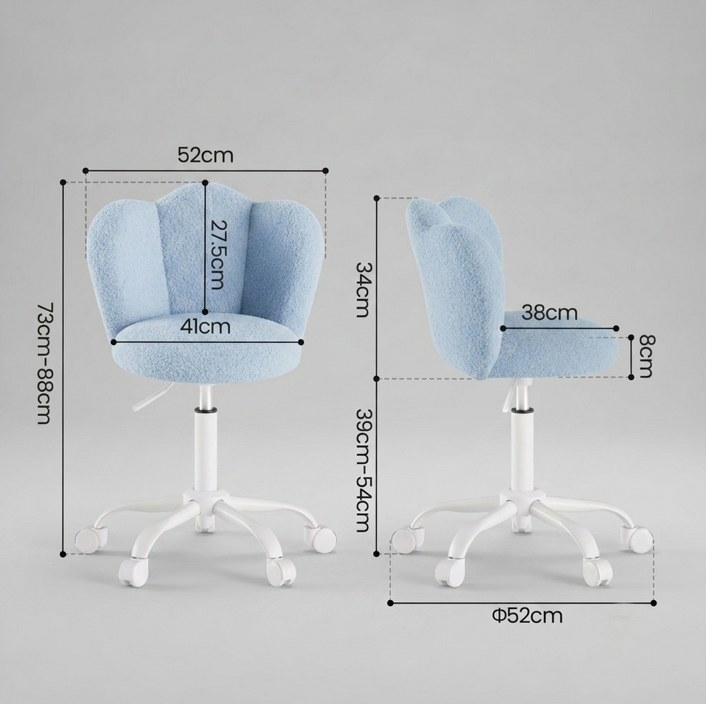 Blue Desk Swivel Chair - Boucle