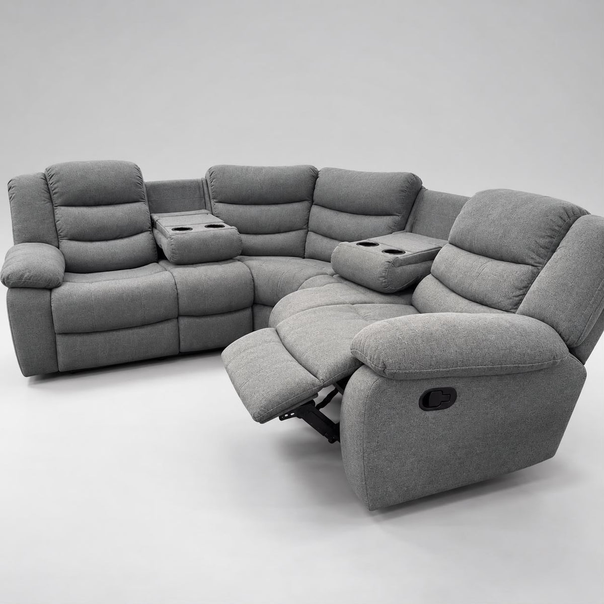 Cloud 9 Reclining Corner Fabric Sofa - Grey