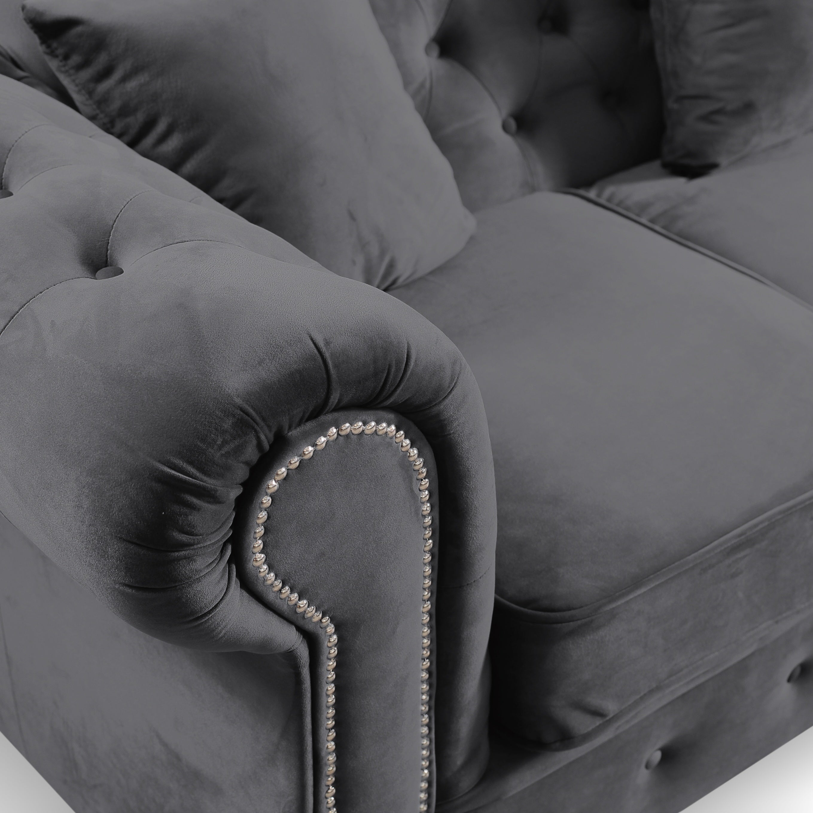 Roma Chesterfield, Dark Grey, 3 seater