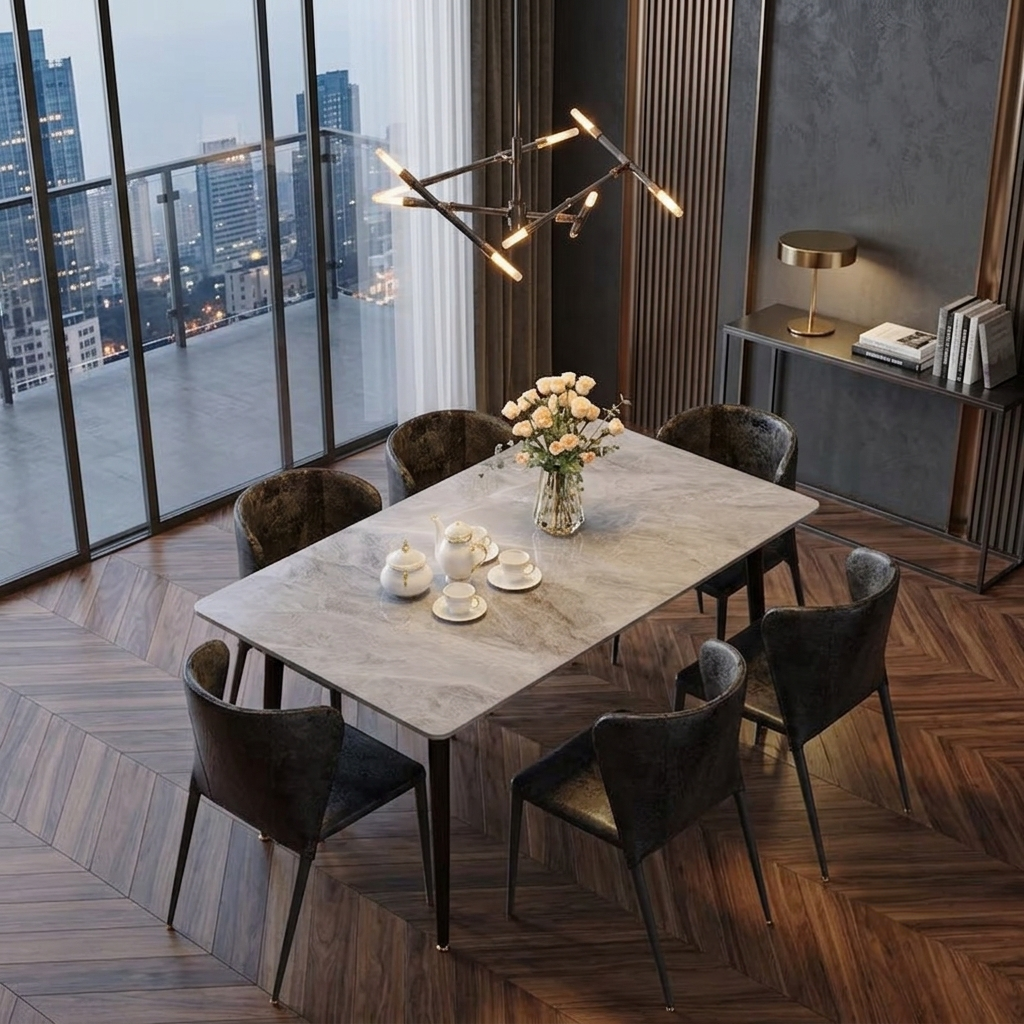 Modern Sintered Stone Dining Table - Grey