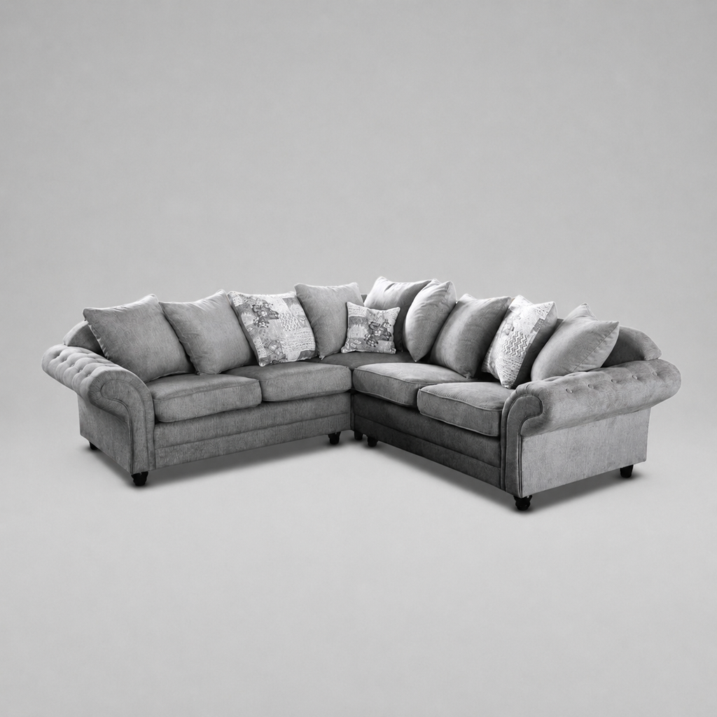Olivia Corner Sofa, Woven Fabric - Grey