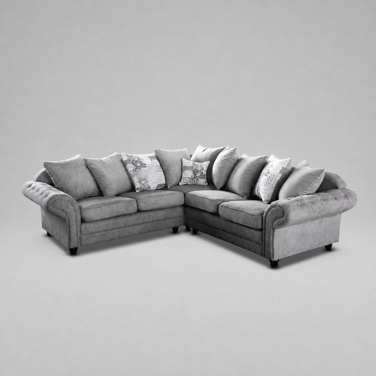 Olivia Corner Sofa, Woven Fabric - Grey