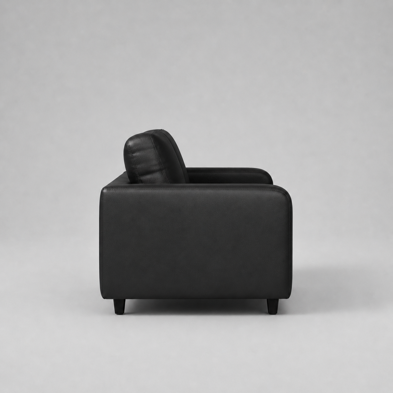 Box, Black, Faux Leather 3 Seater Sofa