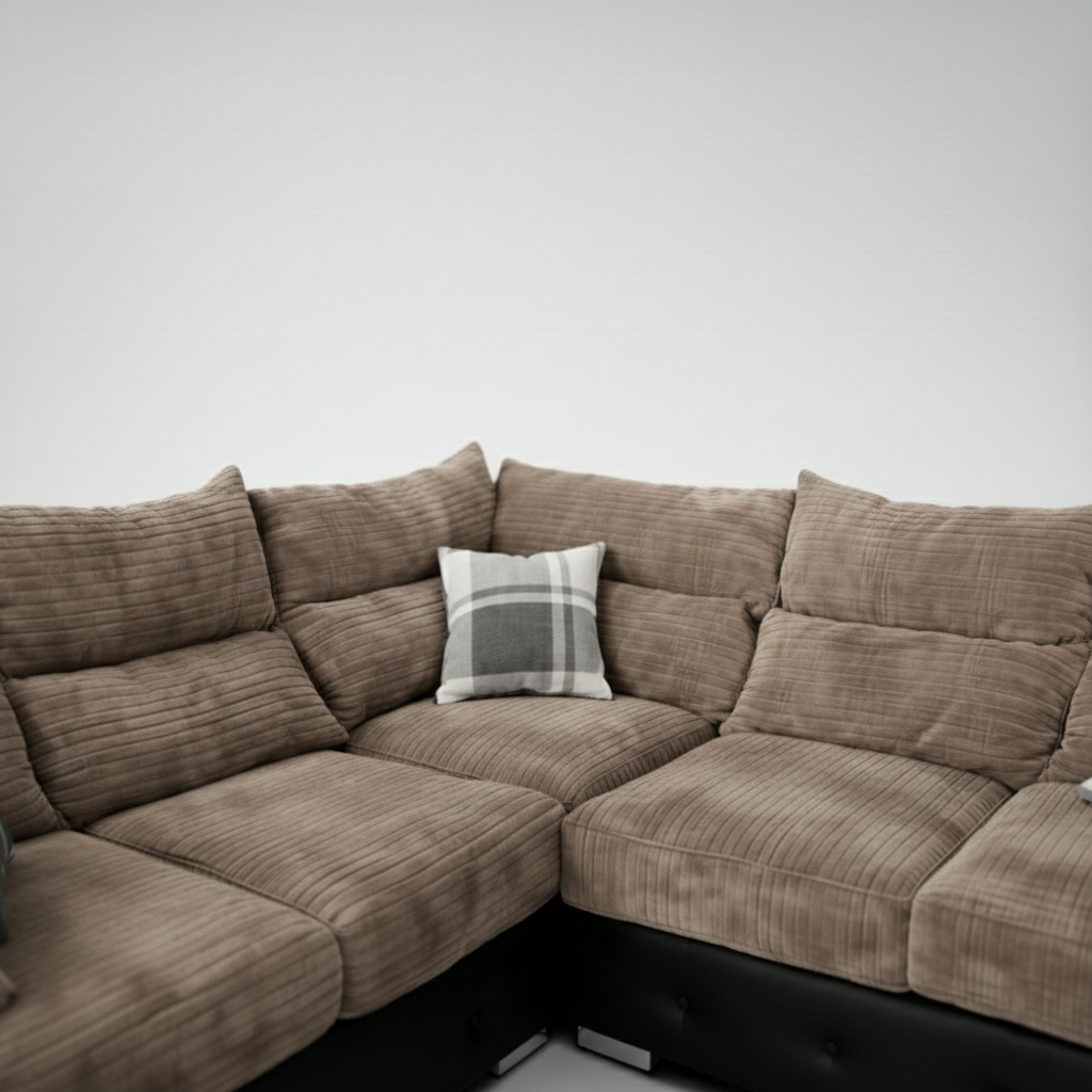 Logan, 5 Seater Corner, Beige + Black
