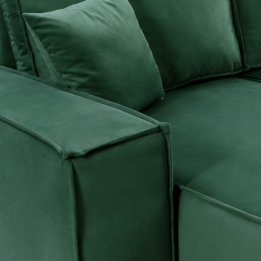 Pati Sofabed, U Corner, Plush Fabric, Green