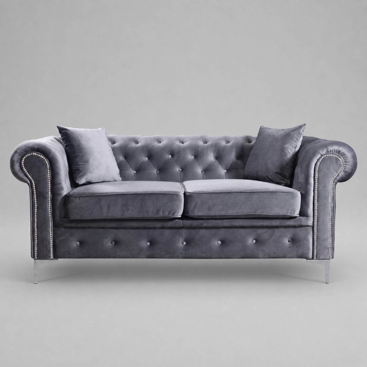 Roma Chesterfield, 2 Seater, Premium Grey