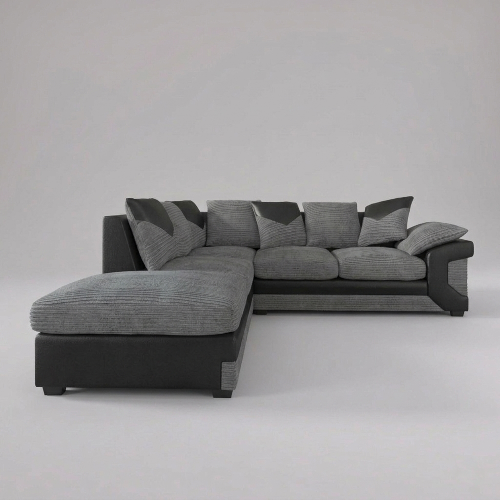 Dino, Corner Sofa (Left), Grey + Black