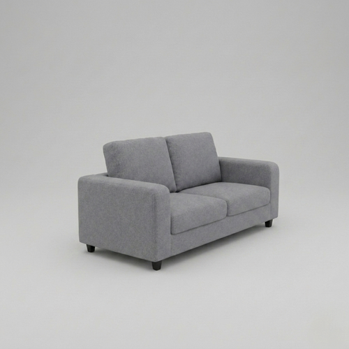 Box, Light Grey, Plush Fabric, 2 Seater Sofa