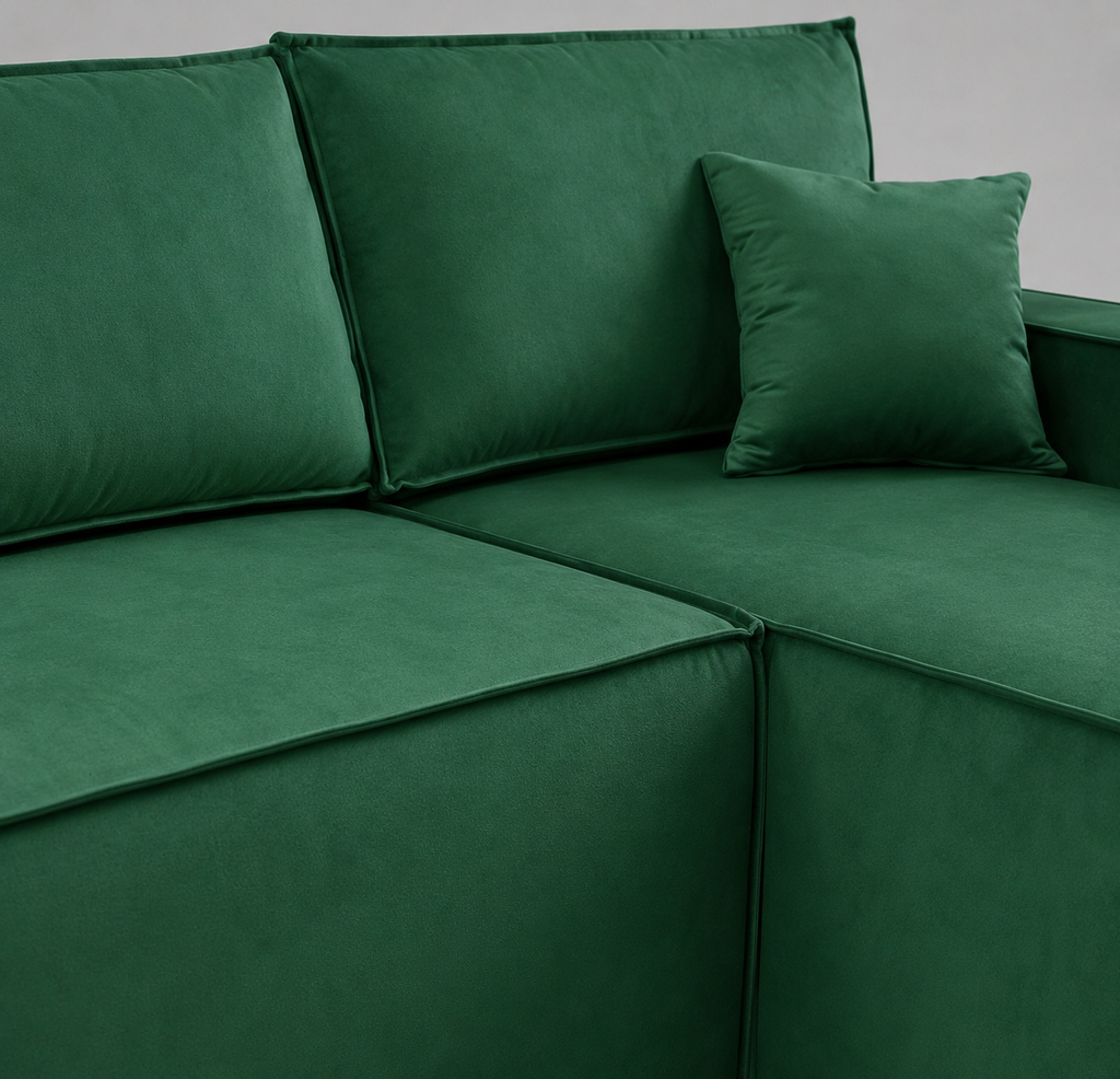 Pati Universal Sofabed, Corner, Plush Fabric, Green