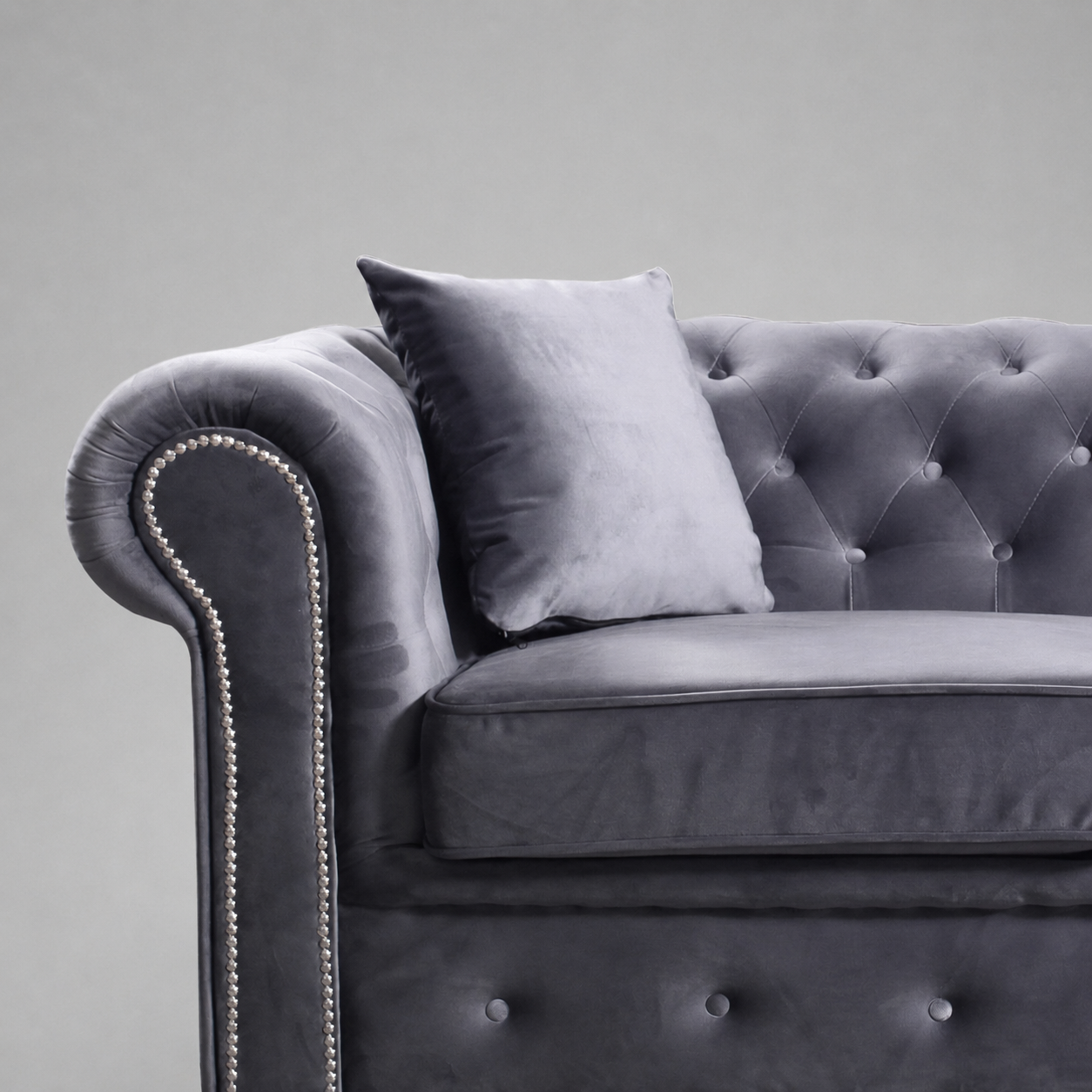 Roma Chesterfield, 2 Seater, Premium Grey
