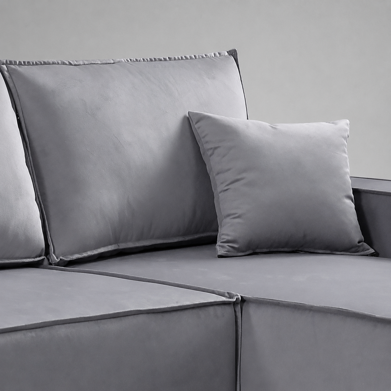 Pati Sofabed, U Corner, Plush Fabric, Grey