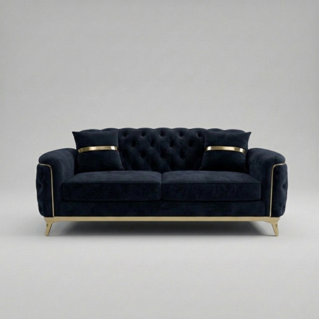 Royal Sofa Set 2 Seater Navy Blue