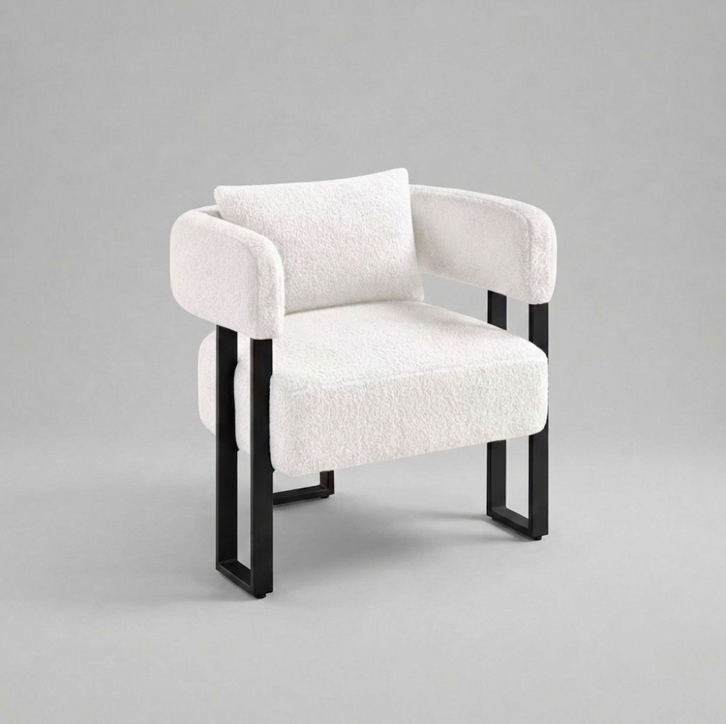 White Boucle Accent Chair