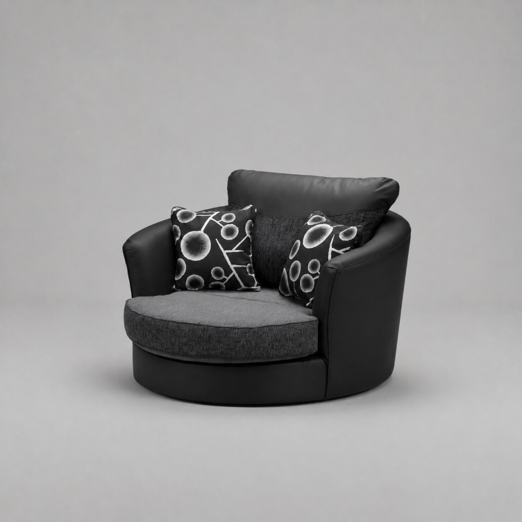 Shannon, Swivel Chair, Black + Dark Grey